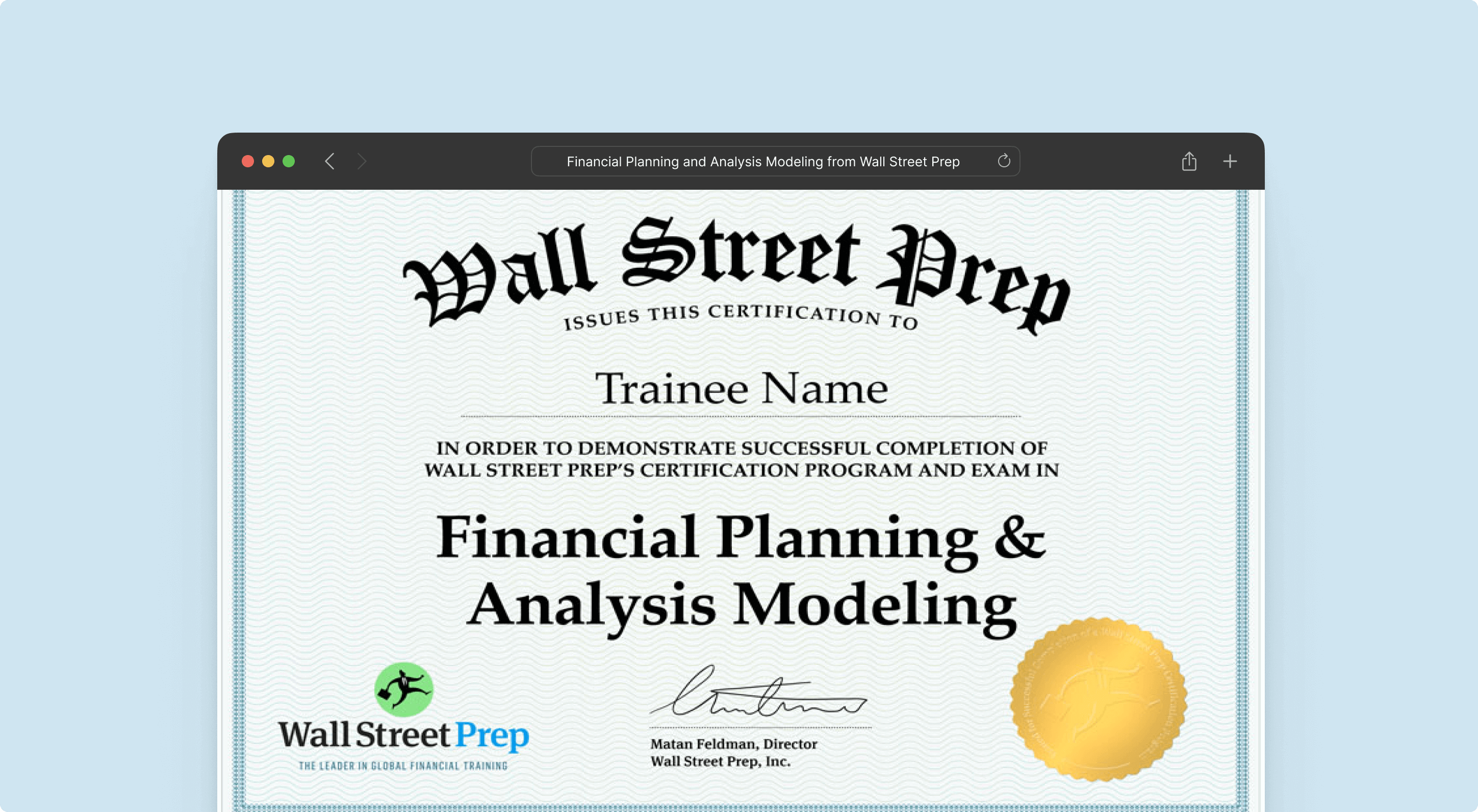 Financial planning and analysis modeling certification fpamc wall street prep